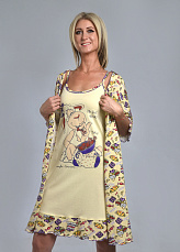 Комплект с халатом "ДИЕТА" халат + сорочка (лимон №9) фото-превью